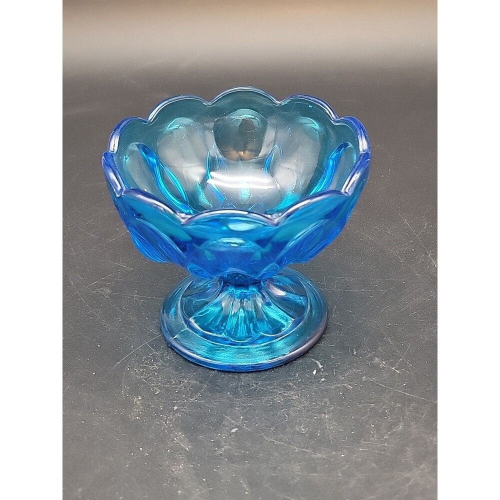 Vintage Anchor Hocking Blue Fairfield Glass Pedestal Compote/Candy Dish